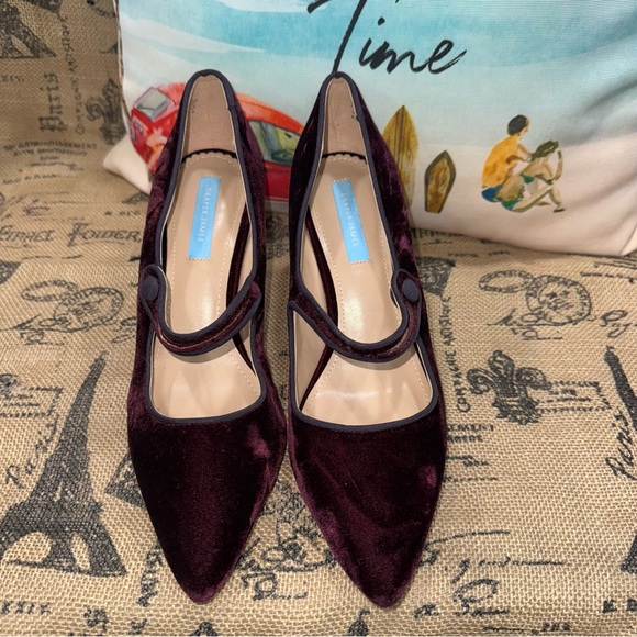 Draper James Ruby Mary Jane Pump In Red Wine Velvet Size 8.5 - Picture 5 of 12
